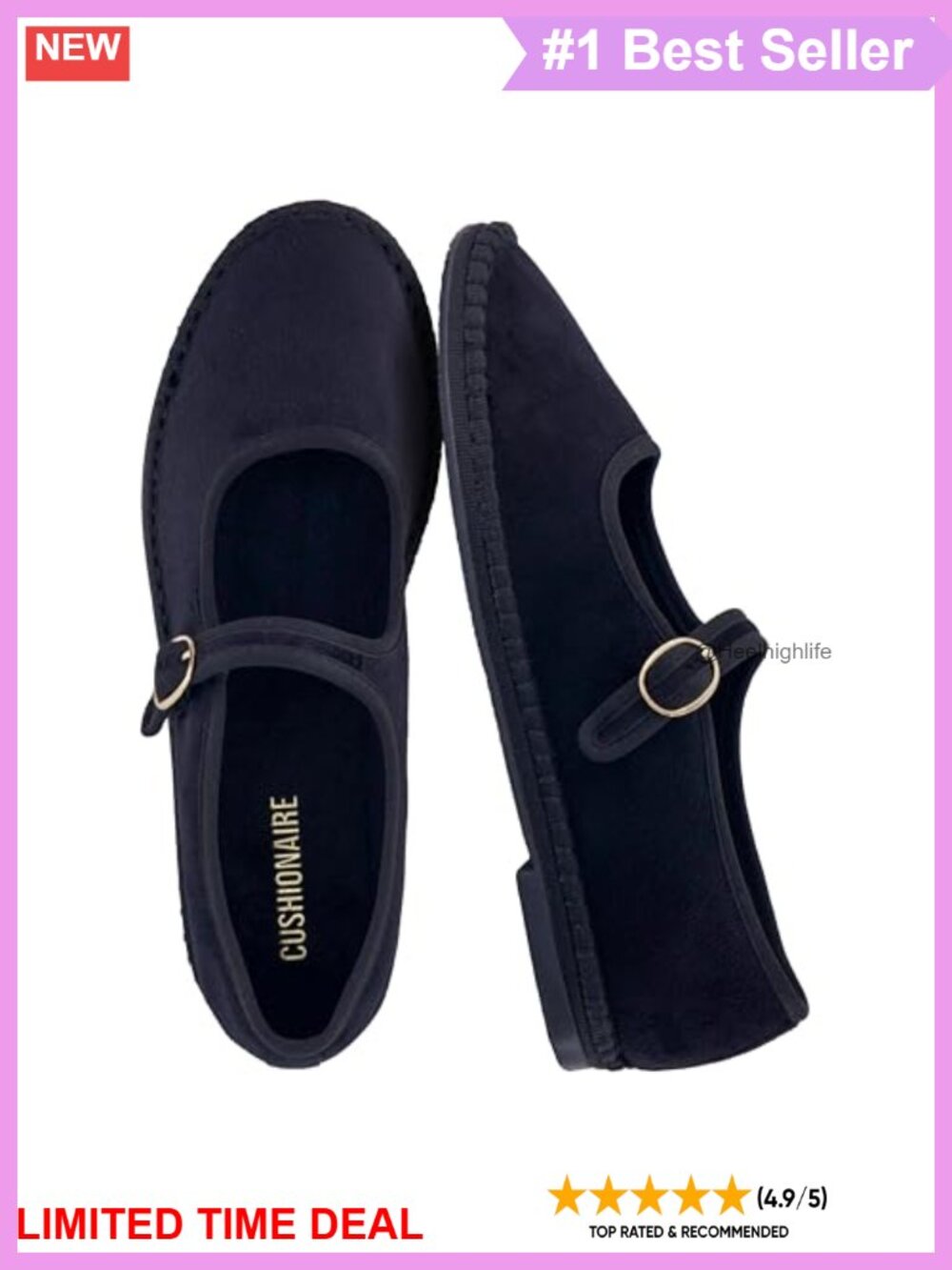 Mary Jane Ballet Flats Memory Foam Faux Suede Casual Comfort